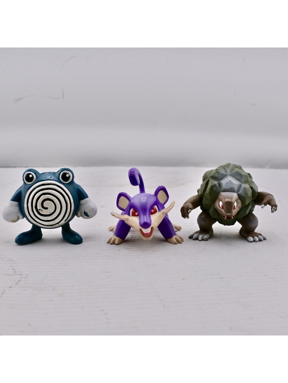 Rattata, Poliwhirl,Golem (H1.25"-1.5")Pokemon Tomy Collection Figure Toy.